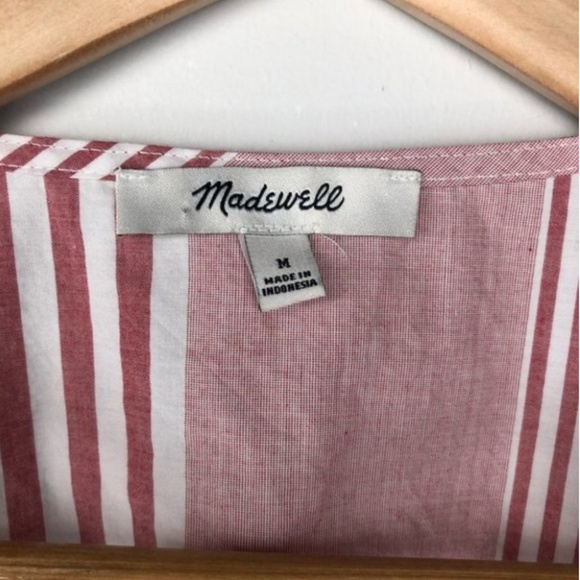 ❤️🤍 Madewell Cotton Ruffle-Hem Wrap Top in Stripe Mix, M - Picture 7 of 10